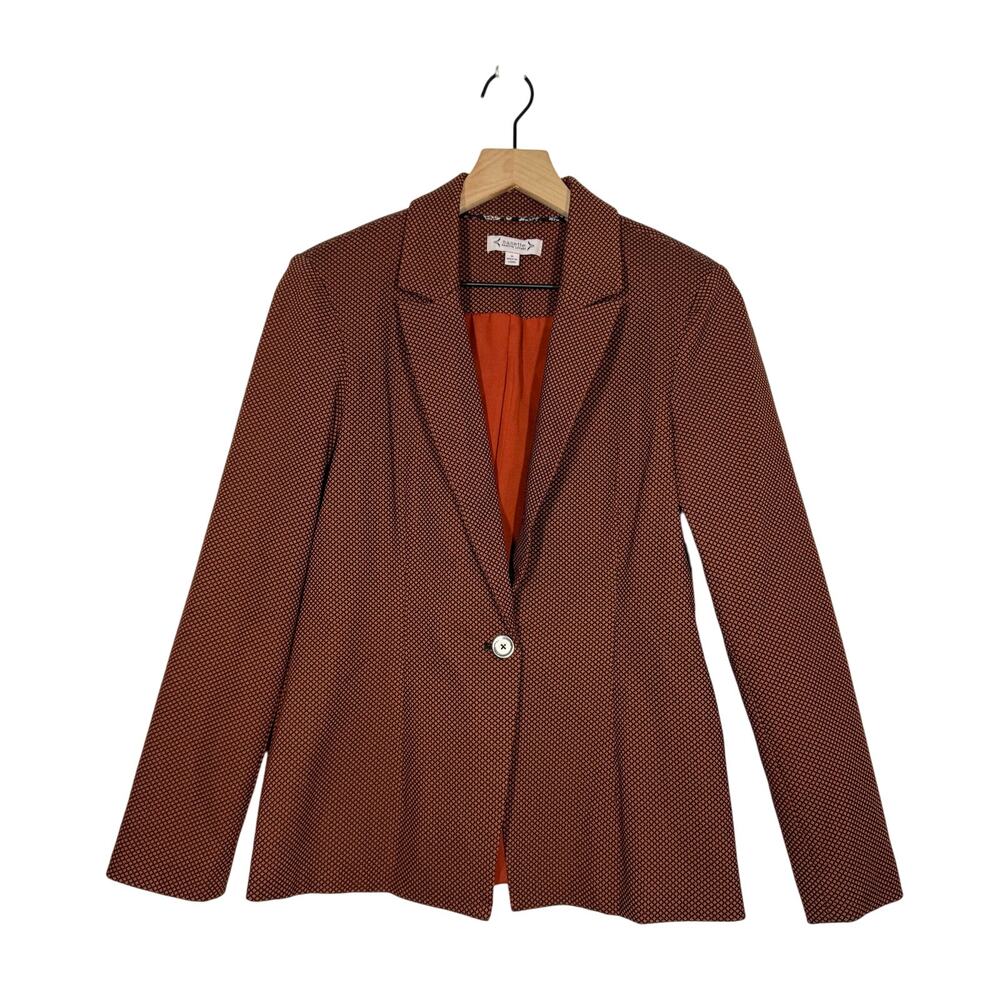 Nanette Lepore Blazer Jacket Size 6 Brown Geometric One-Button Business Career